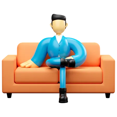 Businessman Sitting On Sofa  3D Illustration