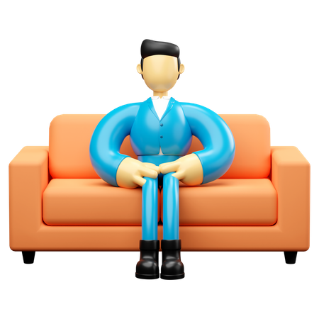 Businessman Sitting On Sofa 3D Illustration