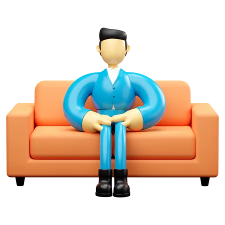 Businessman Sitting On Sofa  3D Illustration