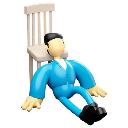 Businessman Sleeping On Chair  3D Illustration