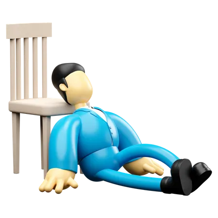 Businessman Sleeping On Chair  3D Illustration