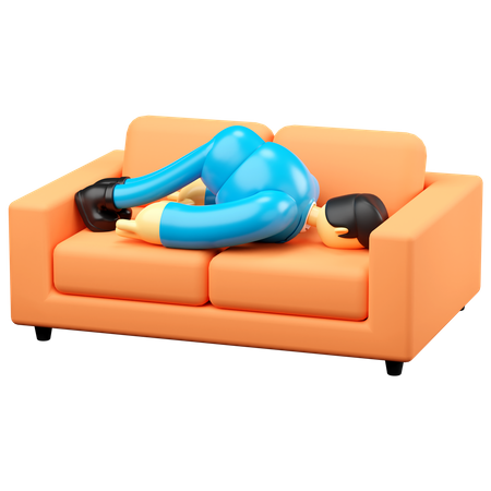 Businessman Sleeping On Sofa 3D Illustration