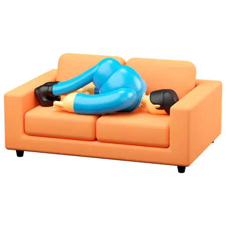 Businessman Sleeping On Sofa  3D Illustration