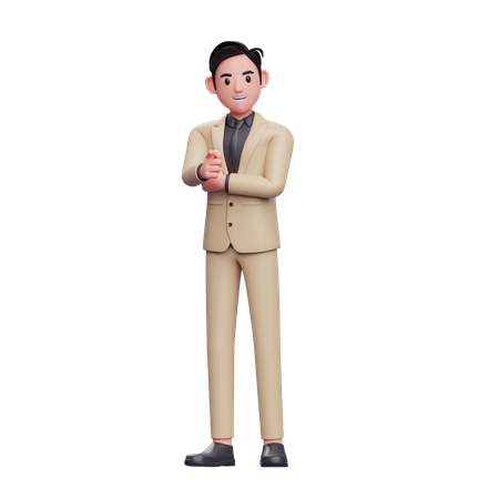 Businessman smiling and pointing at the camera 3D Illustration