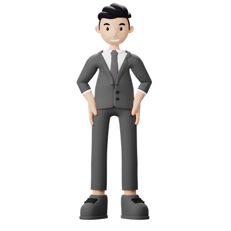 Businessman smiling while standing  3D Icon