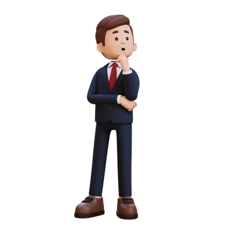 Businessman Standing And Thinking  3D Illustration