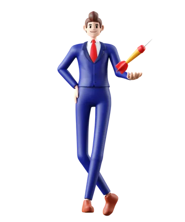 Businessman standing and throwing target dart  3D Illustration
