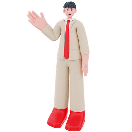 Businessman standing and waving hand  3D Illustration