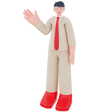 Businessman standing and waving hand  3D Illustration