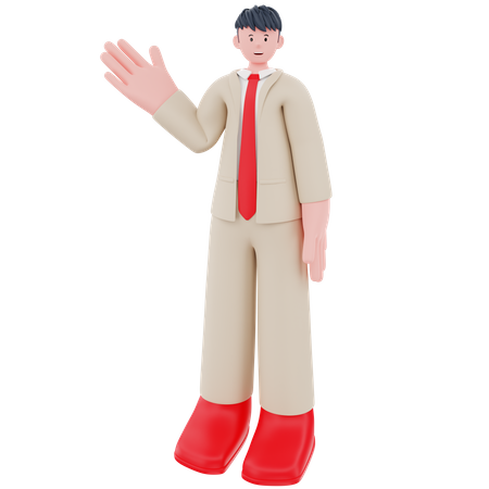 Businessman standing and waving hand 3D Illustration