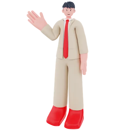 Businessman standing and waving hand 3D Illustration