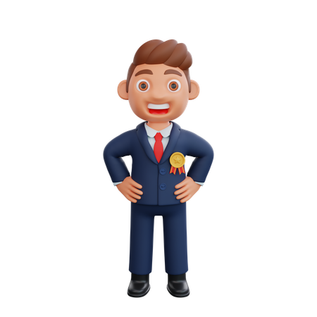 Businessman standing confidently  3D Illustration