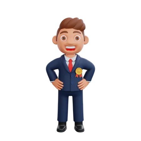 Businessman standing confidently  3D Illustration