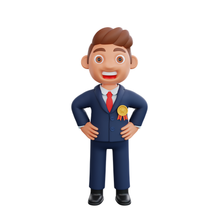 Businessman standing confidently  3D Icon