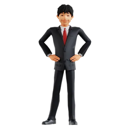 Businessman Standing Confidently  3D Illustration