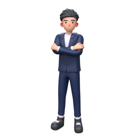Businessman standing cross hand  3D Illustration