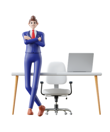 Businessman standing in office  3D Illustration