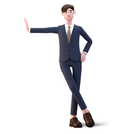 Businessman standing near wall  3D Illustration