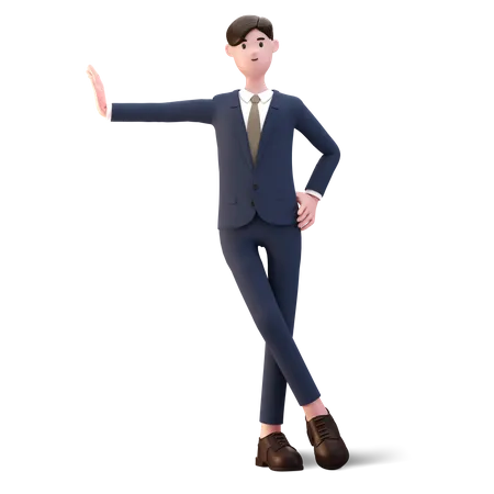 Businessman standing near wall  3D Illustration