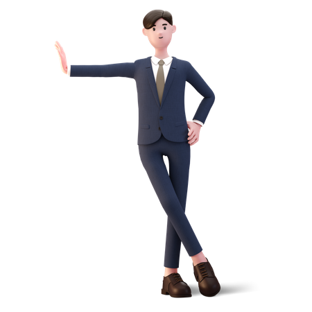 Businessman standing near wall 3D Illustration