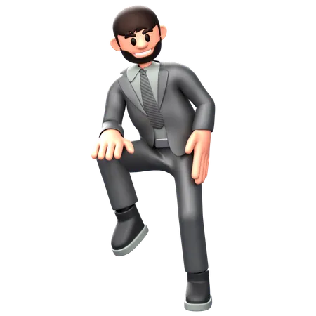 Businessman standing on one leg  3D Illustration