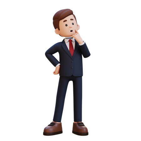 Businessman Standing Thinking  3D Illustration