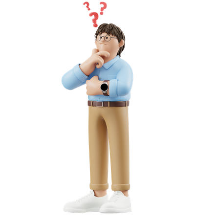 Businessman Standing While Doing Deep Thinking  3D Illustration