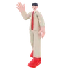 Businessman standing while waving left hand