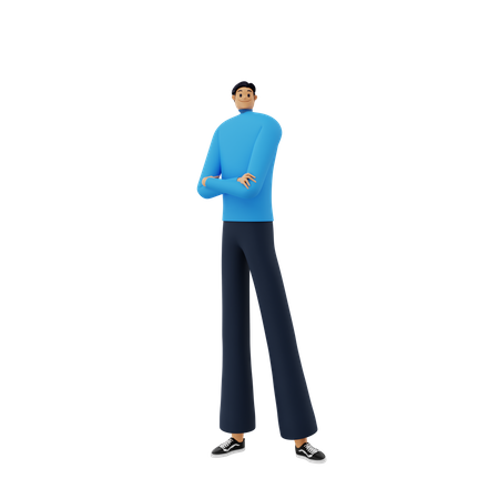 Businessman standing with arms crossed  3D Illustration