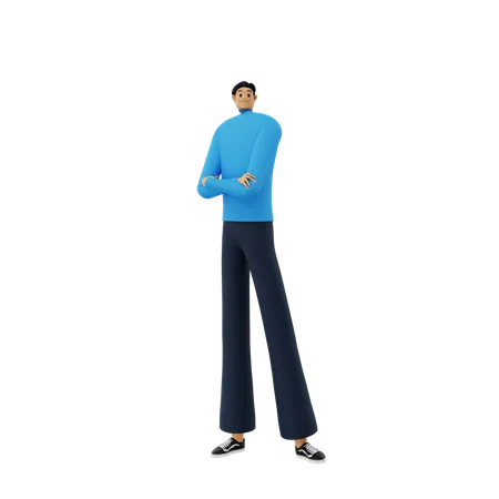 Businessman standing with arms crossed 3D Illustration