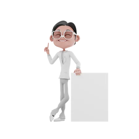 Businessman standing with blank board  3D Illustration