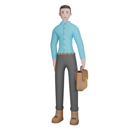 Businessman Standing With Briefcase 3D Illustration