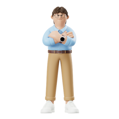 Businessman Standing With Crossed Arms Confident  3D Icon