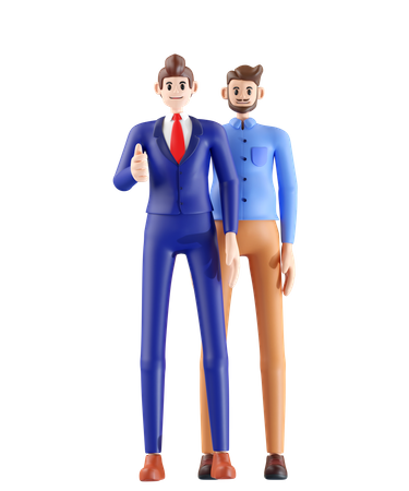 Businessman standing with entrepreneur  3D Illustration
