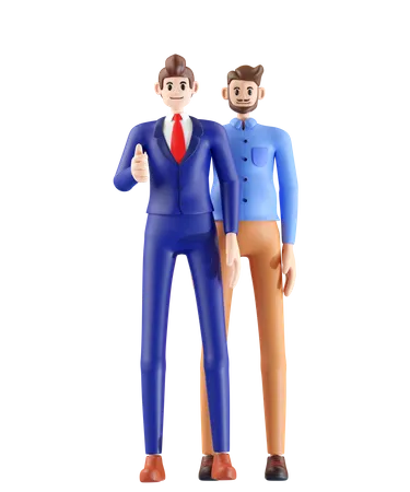 Businessman standing with entrepreneur  3D Illustration