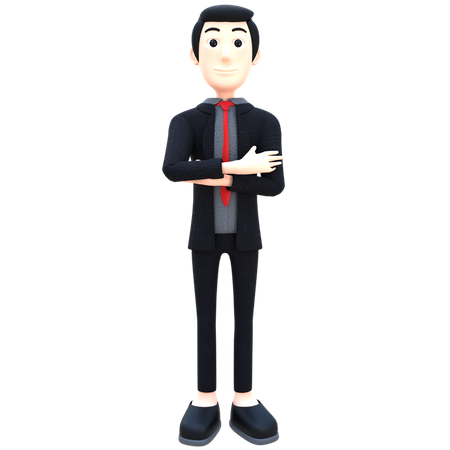 Businessman standing with folded arms 3D Illustration