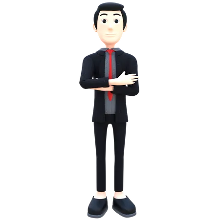 Businessman standing with folded arms  3D Illustration