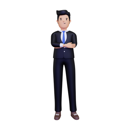 Businessman standing with folded hands  3D Icon