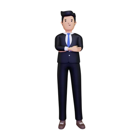 Businessman standing with folded hands  3D Illustration