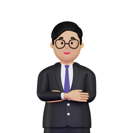 Businessman standing with folded hands 3D Illustration