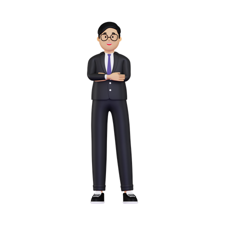Businessman standing with folded hands 3D Illustration
