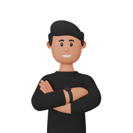 Businessman standing with folding hand  3D Icon