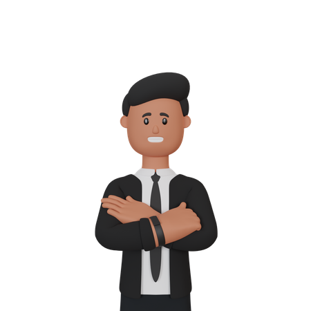 Businessman standing with folding hand  3D Icon