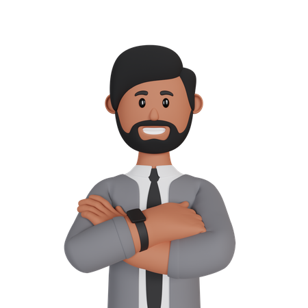 Businessman standing with folding hand  3D Icon