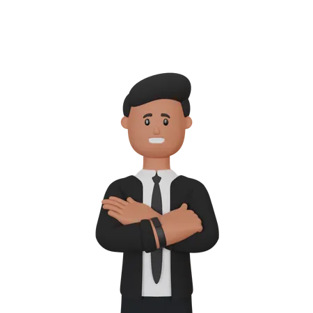 Businessman standing with folding hand  3D Illustration