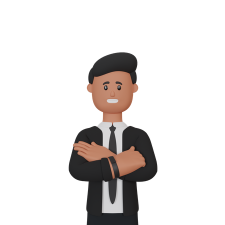 Businessman standing with folding hand 3D Illustration