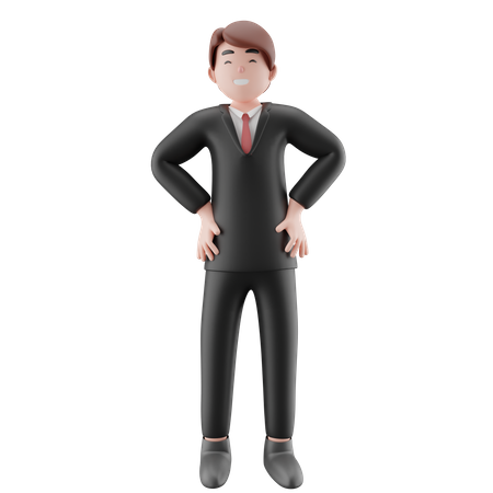 Businessman standing with hands on waist  3D Illustration