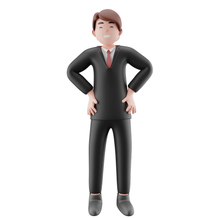 Businessman standing with hands on waist  3D Illustration