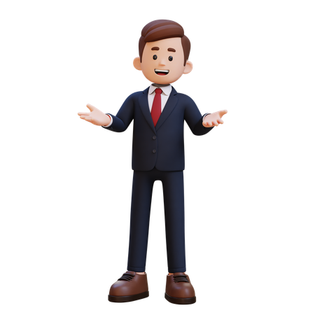 Businessman Standing With Open Hands  3D Illustration