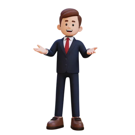 3 D Businessman Character Talking 3D Illustration